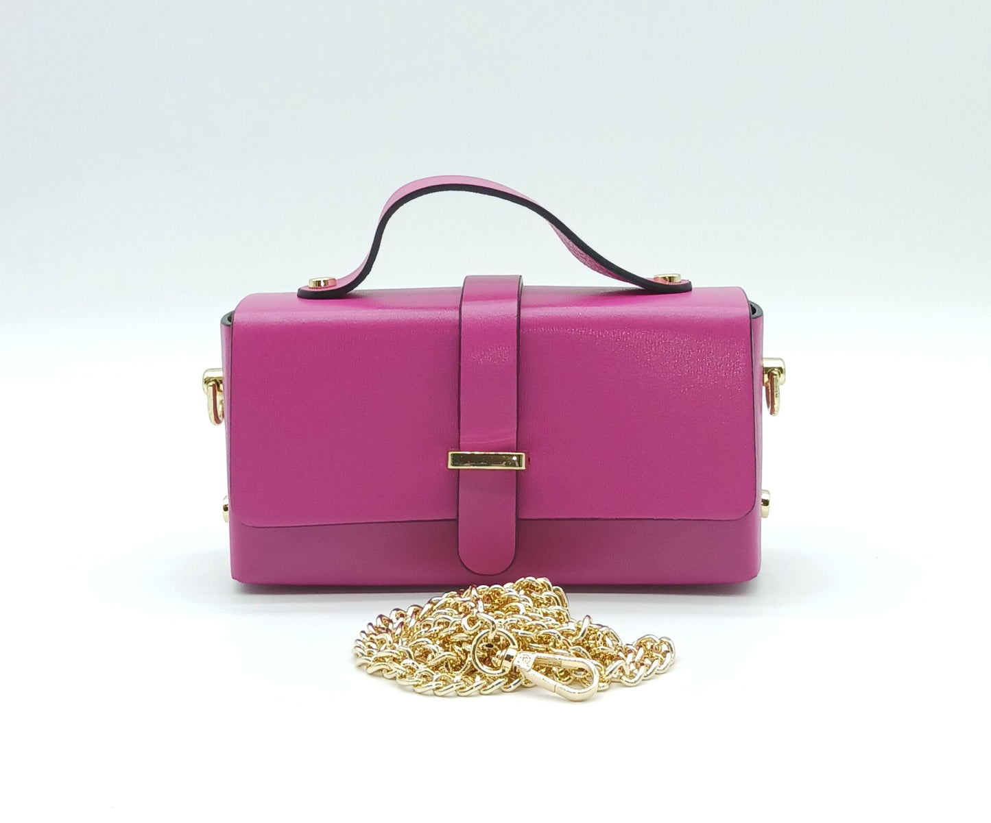 Fuchsia Genuine Leather Small Crossbody Handbag – Made In Italy
