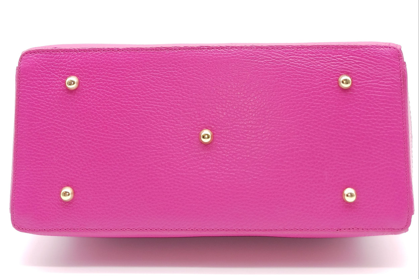 Lock & Key Genuine Pebble Leather Handbag Satchel - Fuchsia – Made In Italy