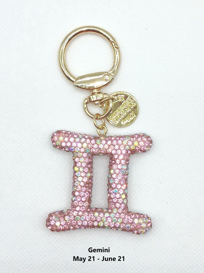 Bling Zodiac Rhinestone Keychain Bag Charm