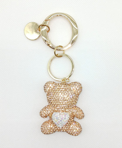 Bling Rhinestone Heart Bear Keychain Bag Charm