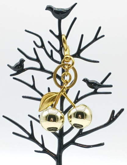 Gold Cherry Zinc Alloy Keychain Bag Charm