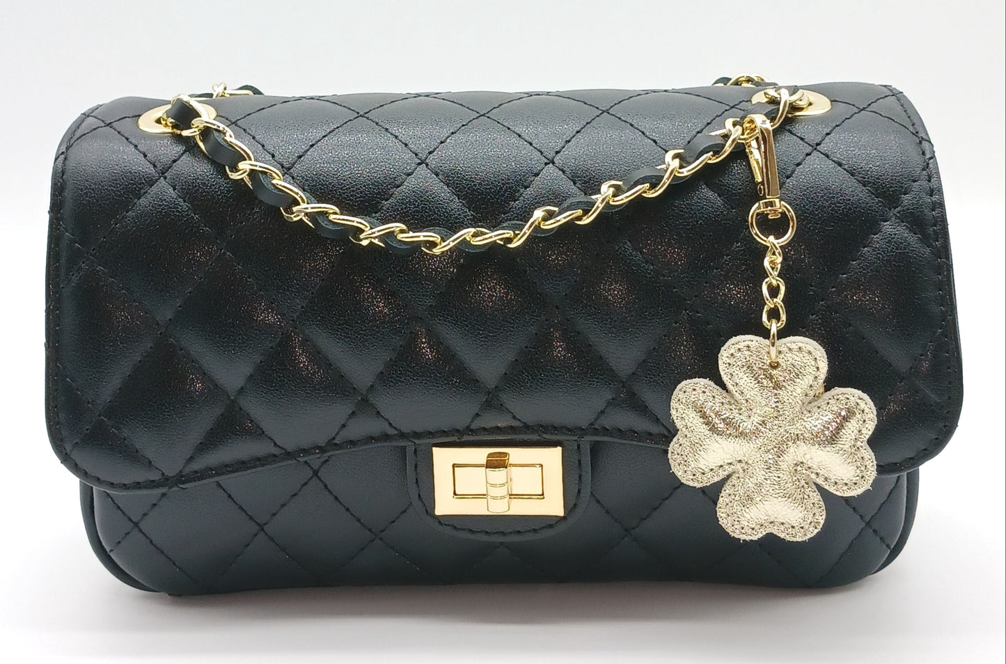 Metallic Genuine Leather Keychain Bag Charm – Made In Italy