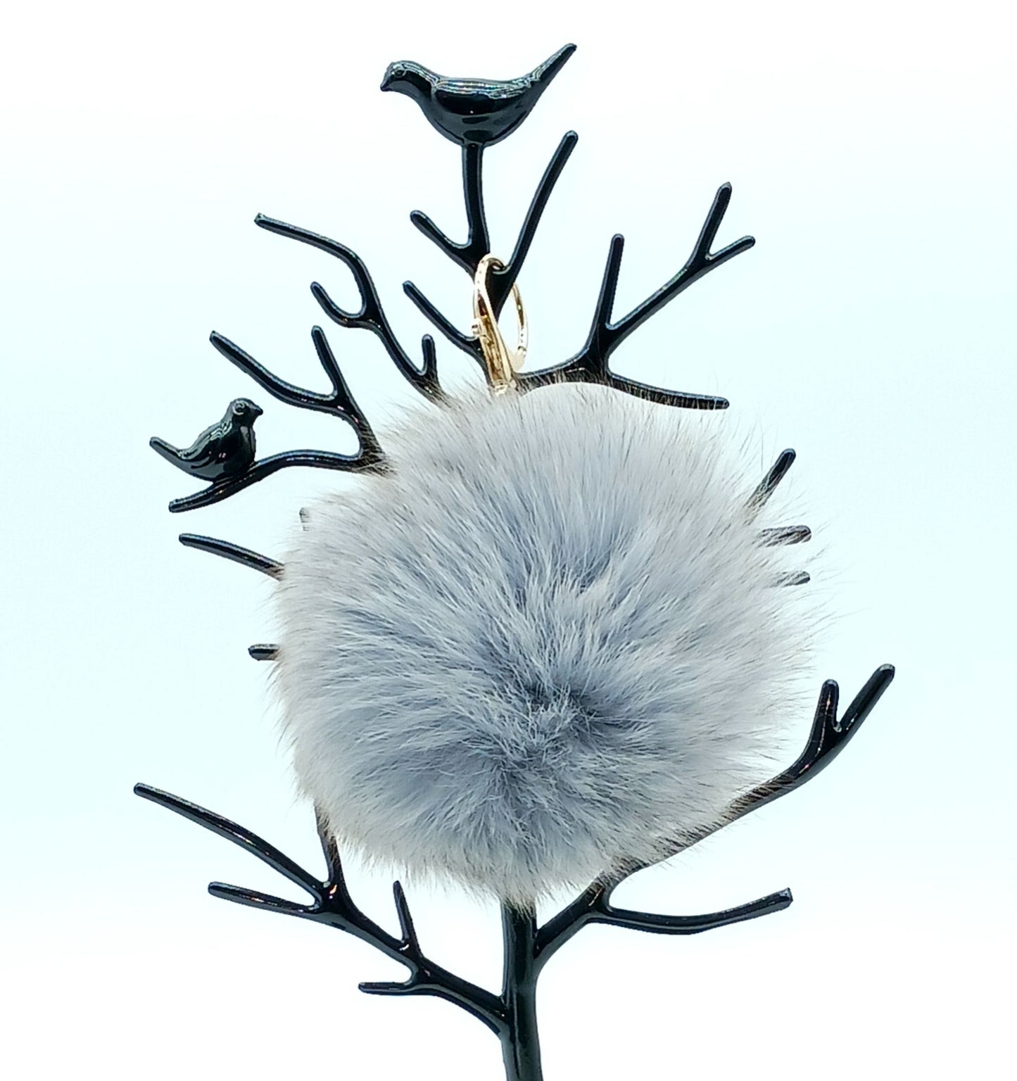 Genuine Fox Fur Round Pom Keychain Bag Charm