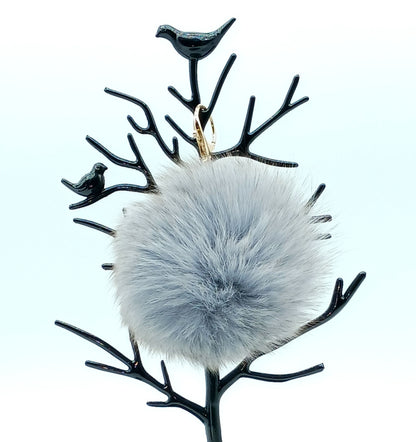 Genuine Fox Fur Round Pom Keychain Bag Charm