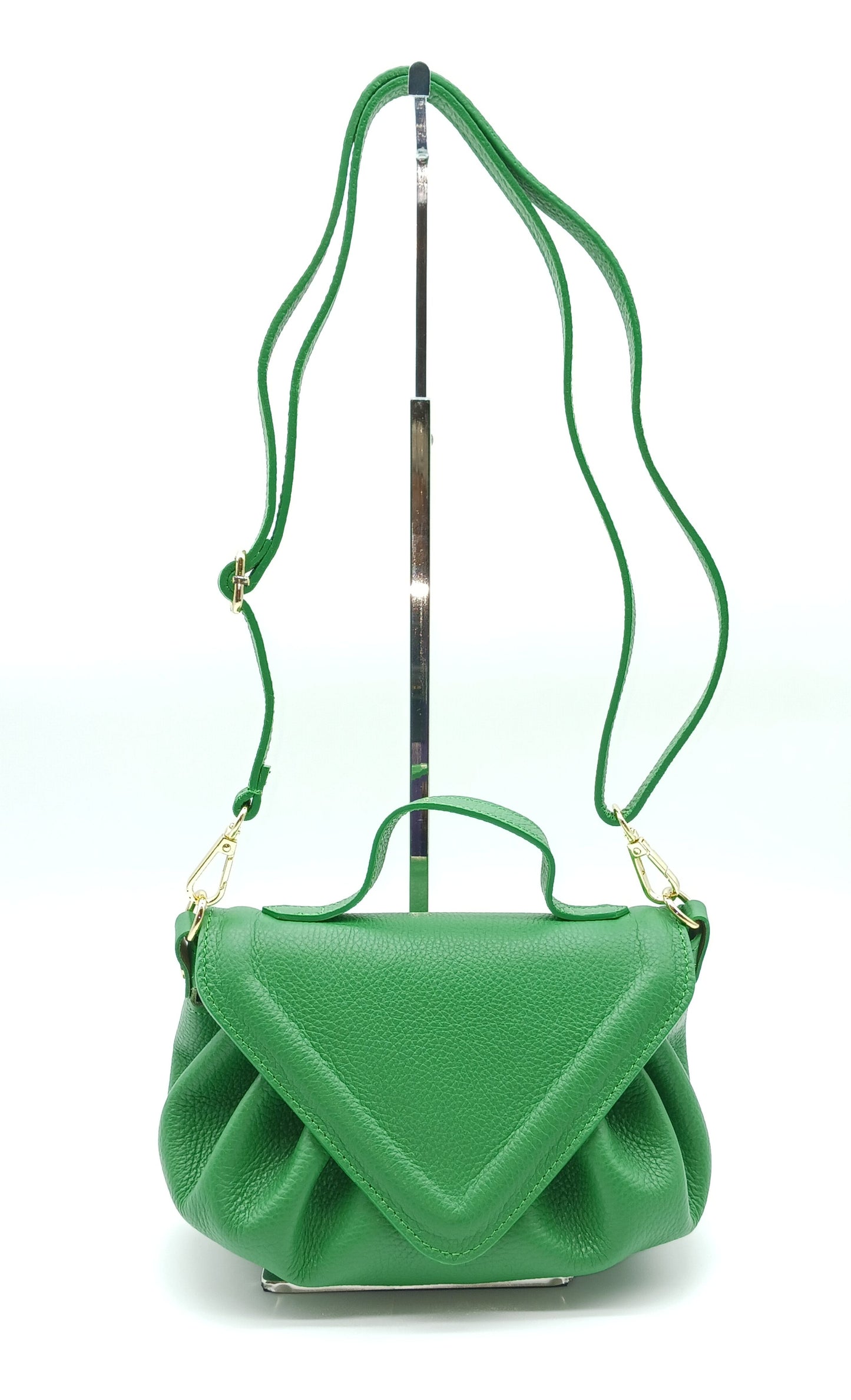 Green Genuine Pebble Leather Crossbody Handbag – Made In Italy