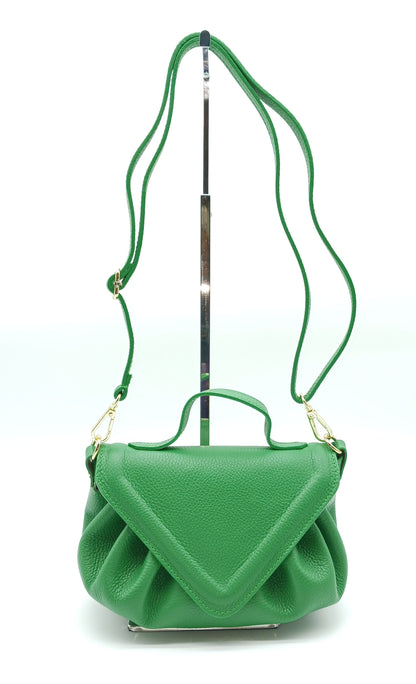 Green Genuine Pebble Leather Crossbody Handbag – Made In Italy