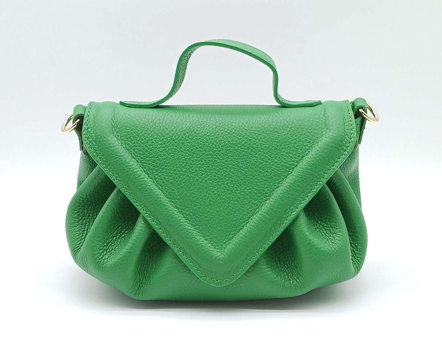 Green Genuine Pebble Leather Crossbody Handbag – Made In Italy