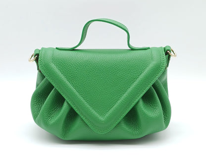 Green Genuine Pebble Leather Crossbody Handbag – Made In Italy
