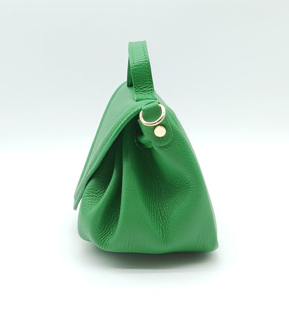 Green Genuine Pebble Leather Crossbody Handbag – Made In Italy