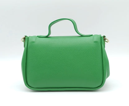 Green Genuine Pebble Leather Crossbody Handbag – Made In Italy
