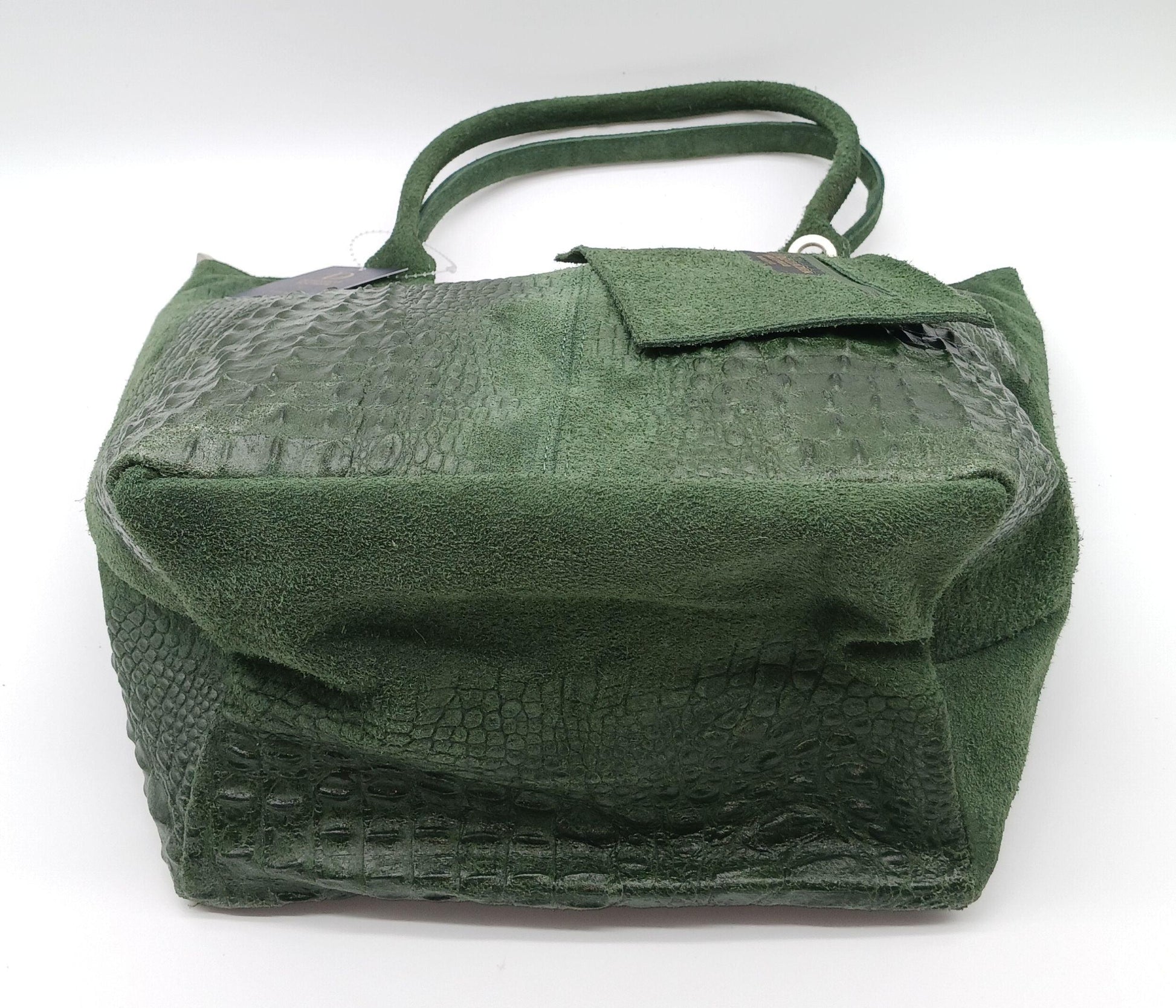 lederer green suede 1970s shoulder bag purse handbag Italian Italy