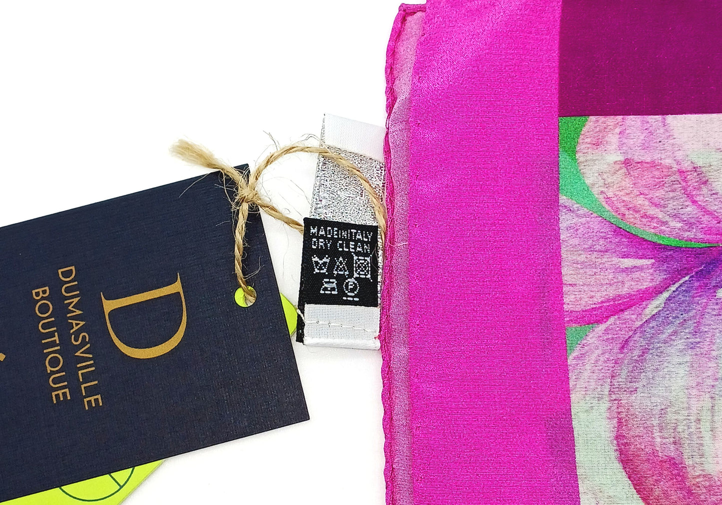 Italian Silk Handkerchief/Neckerchief Floral Square Scarf 17x17 – Made In Italy - Green, Pink, Purple