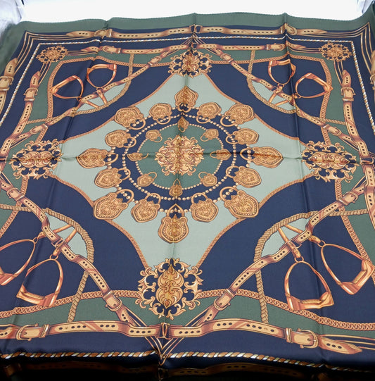 Designer Silk Twill Square Scarf 35x35 – Made In Italy - Olive Green