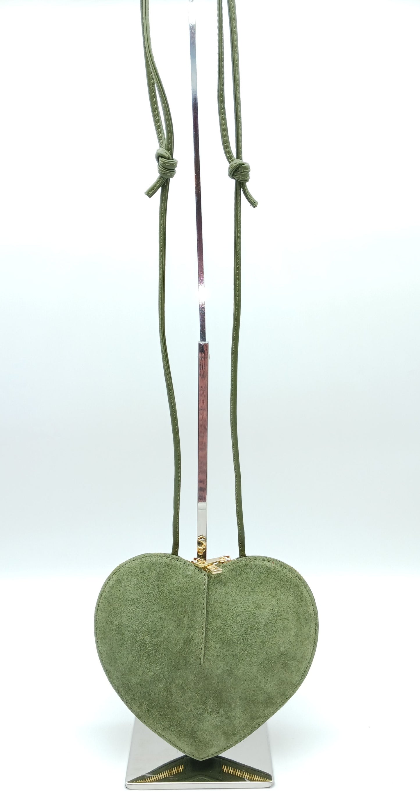 Green Genuine Suede Heart Crossbody Handbag – Made In Italy