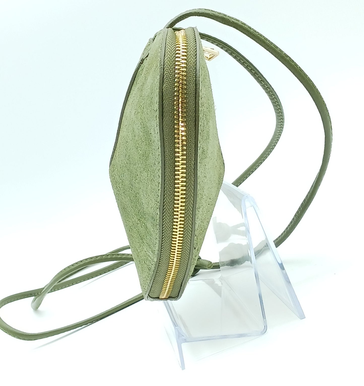 Green Genuine Suede Heart Crossbody Handbag – Made In Italy