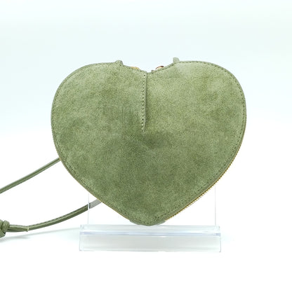 Green Genuine Suede Heart Crossbody Handbag – Made In Italy