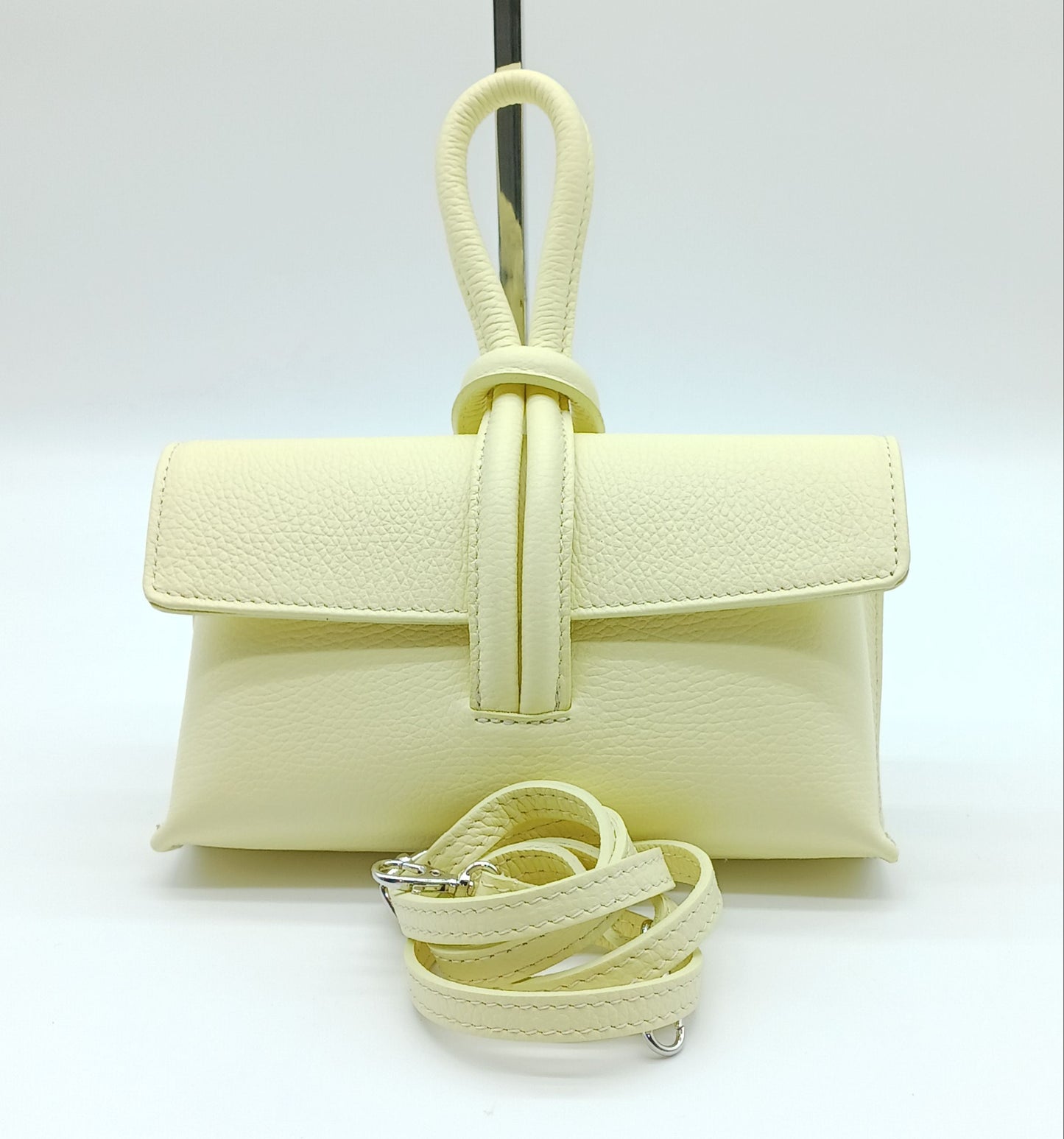 Genuine Pebble Leather Crossbody Handbag - Lemon Yellow – Made In Italy