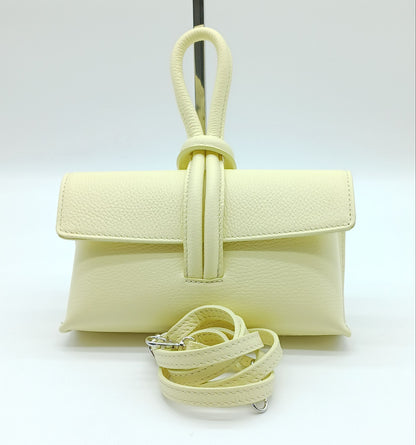 Genuine Pebble Leather Crossbody Handbag - Lemon Yellow – Made In Italy
