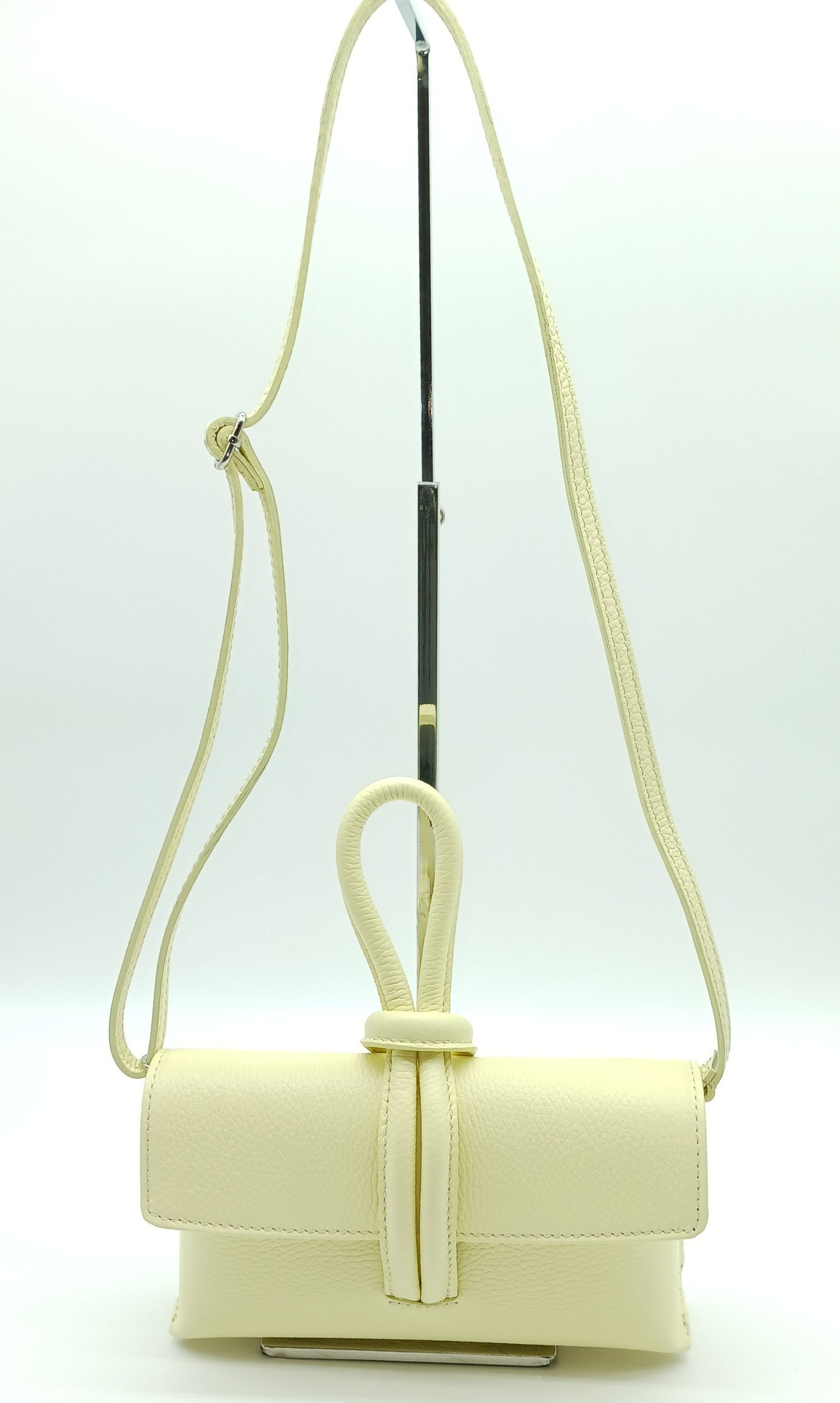 Genuine Pebble Leather Crossbody Handbag - Lemon Yellow – Made In Italy
