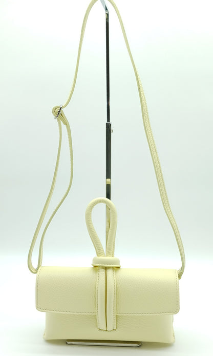 Genuine Pebble Leather Crossbody Handbag - Lemon Yellow – Made In Italy