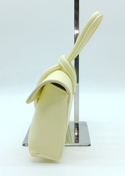 Genuine Pebble Leather Crossbody Handbag - Lemon Yellow – Made In Italy