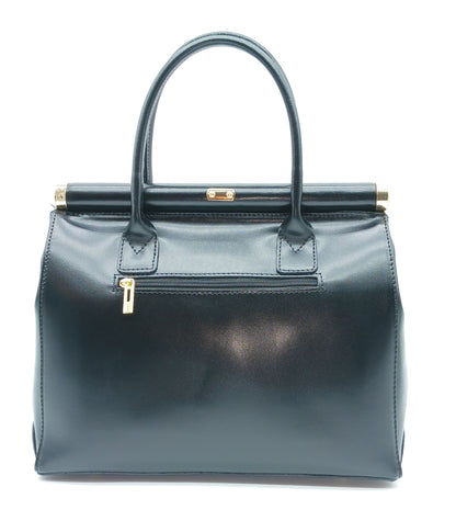 Lock & Key Brown Leopard Fur Black Genuine Leather Handbag Satchel – Made In Italy