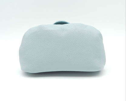 Light Blue Genuine Pebble Leather Crossbody Handbag – Made In Italy