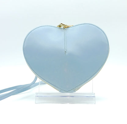 Light Blue Genuine Leather Heart Crossbody Handbag – Made In Italy