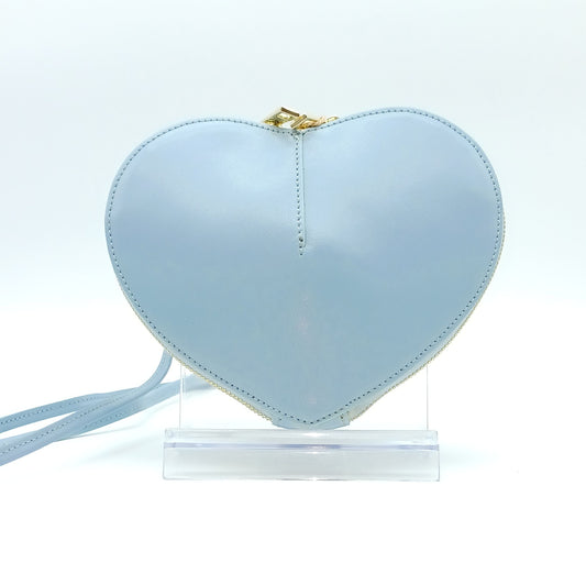 Light Blue Genuine Leather Heart Crossbody Handbag – Made In Italy