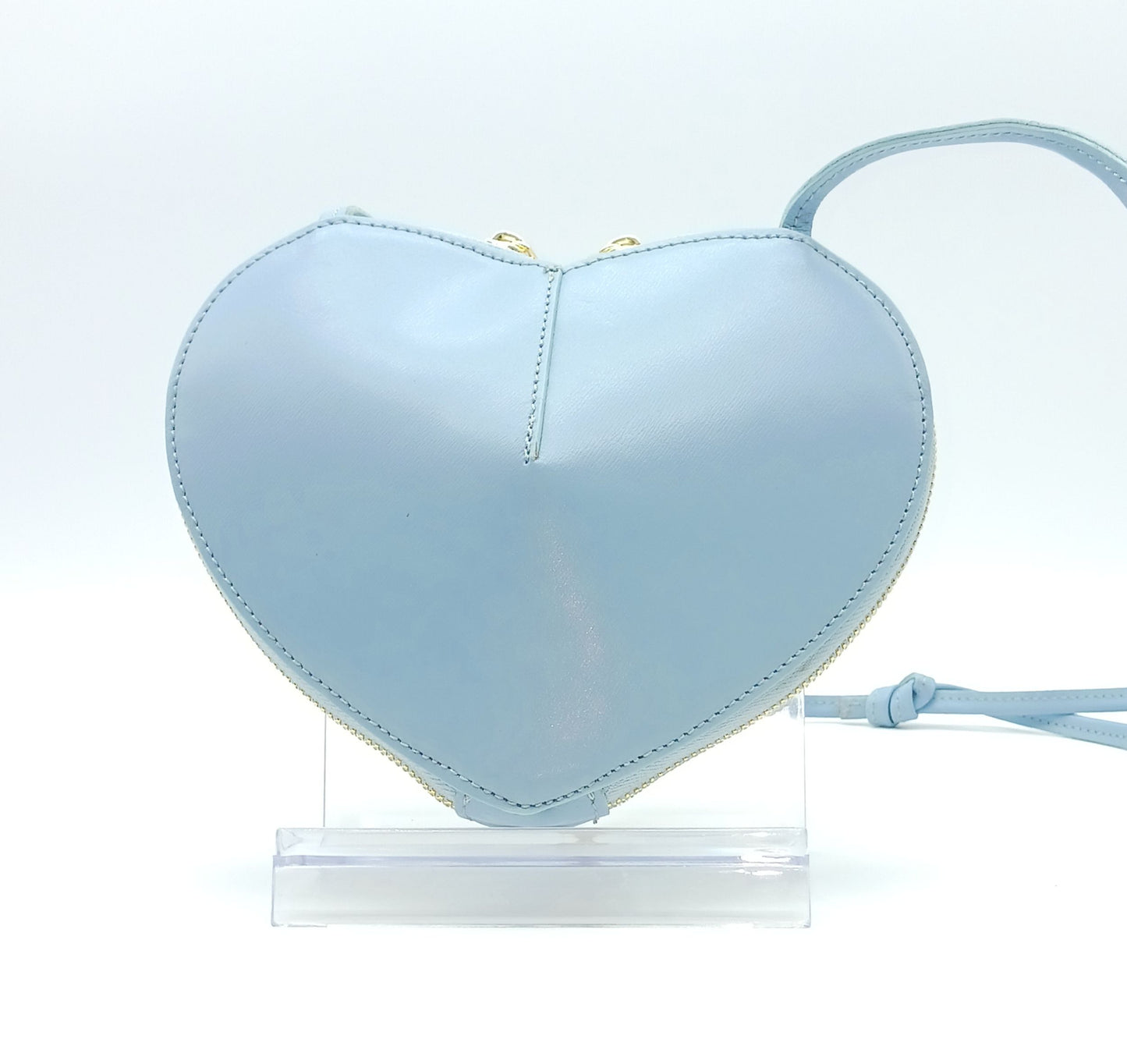 Light Blue Genuine Leather Heart Crossbody Handbag – Made In Italy