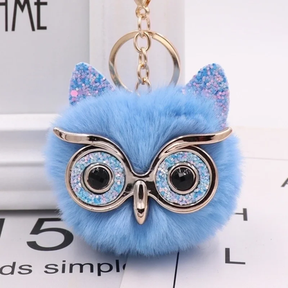 Plush Alloy Owl Keychain Bag Charm – Bright Colors