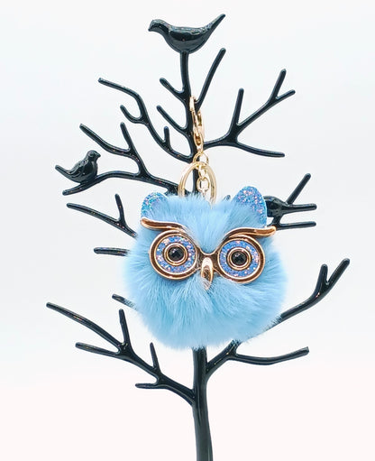 Plush Alloy Owl Keychain Bag Charm – Bright Colors