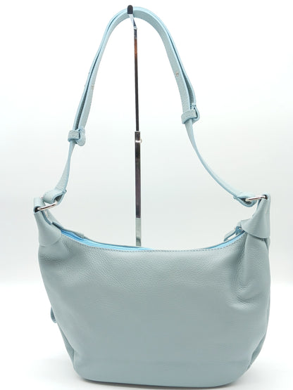 Genuine Pebble Leather Shoulder Handbag – Made In Italy - Light Blue