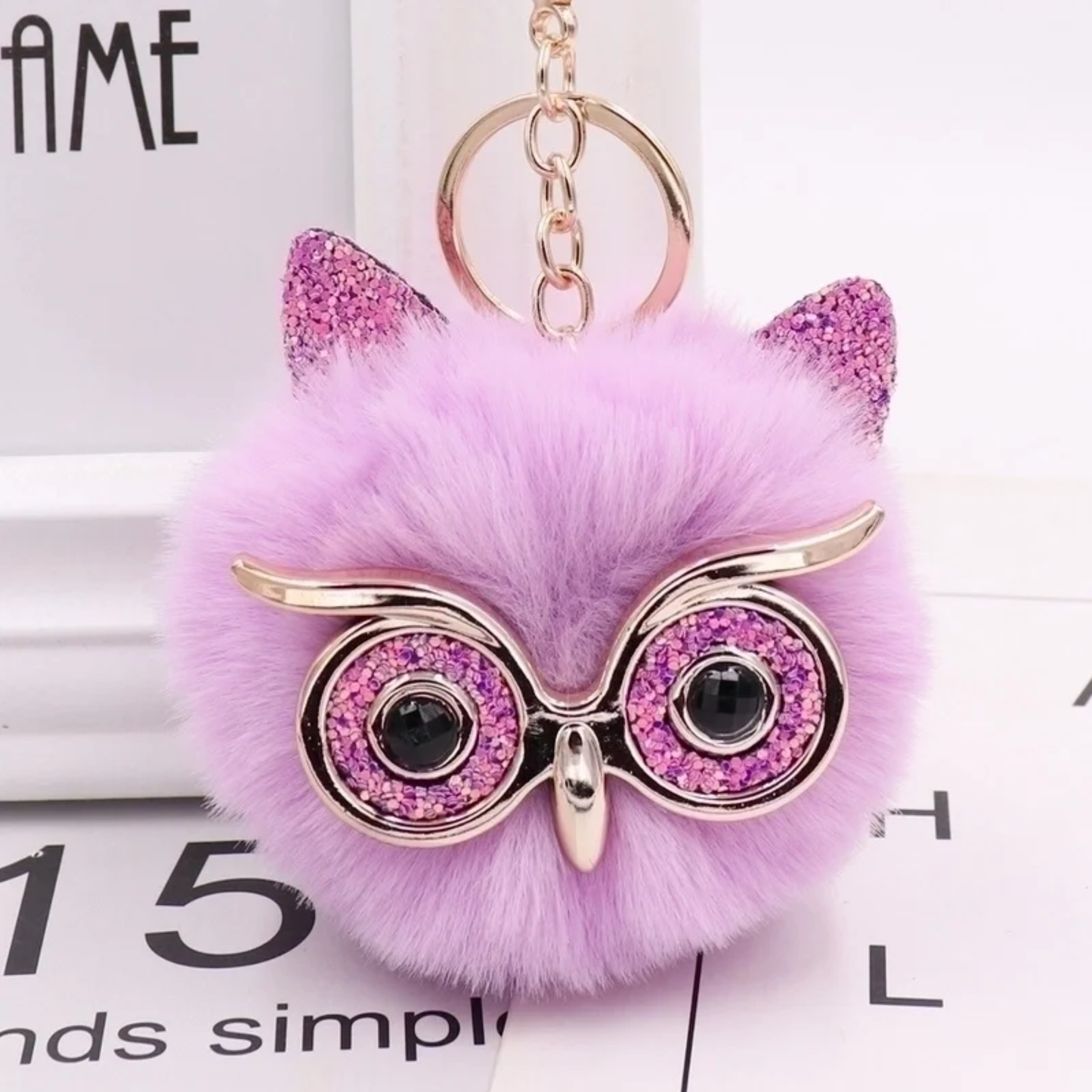 Plush Alloy Owl Keychain Bag Charm – Pastel Colors