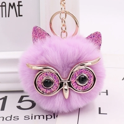 Plush Alloy Owl Keychain Bag Charm – Pastel Colors