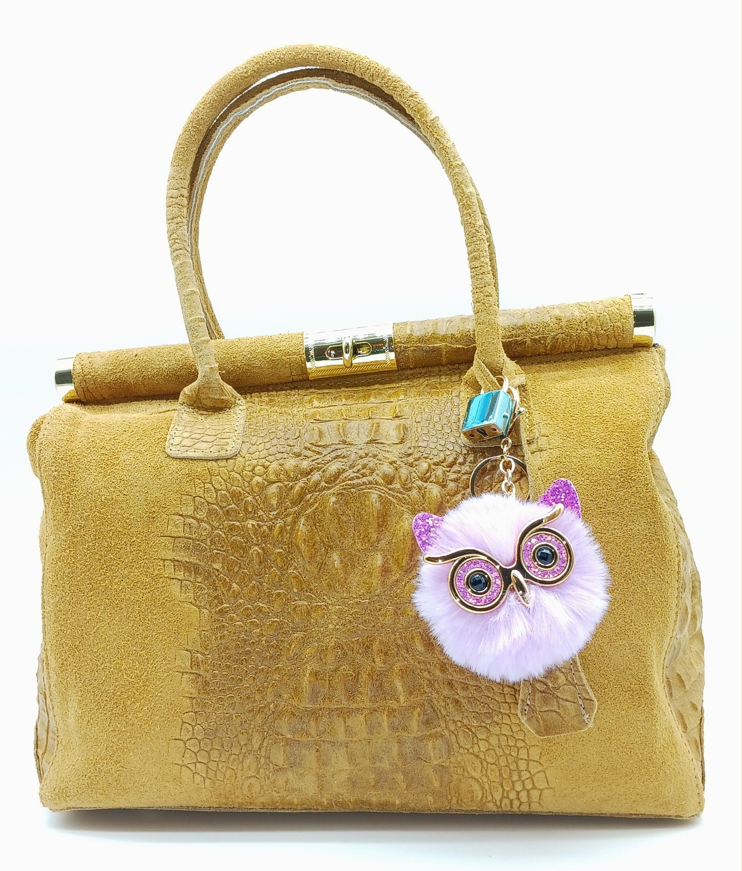 Plush Alloy Owl Keychain Bag Charm – Pastel Colors