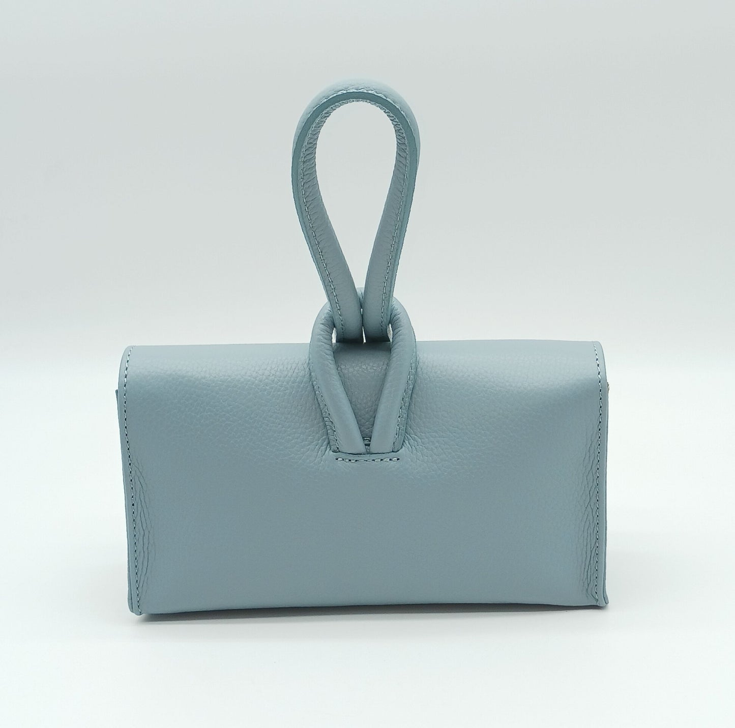 Genuine Pebble Leather Crossbody Handbag - Light Blue – Made In Italy