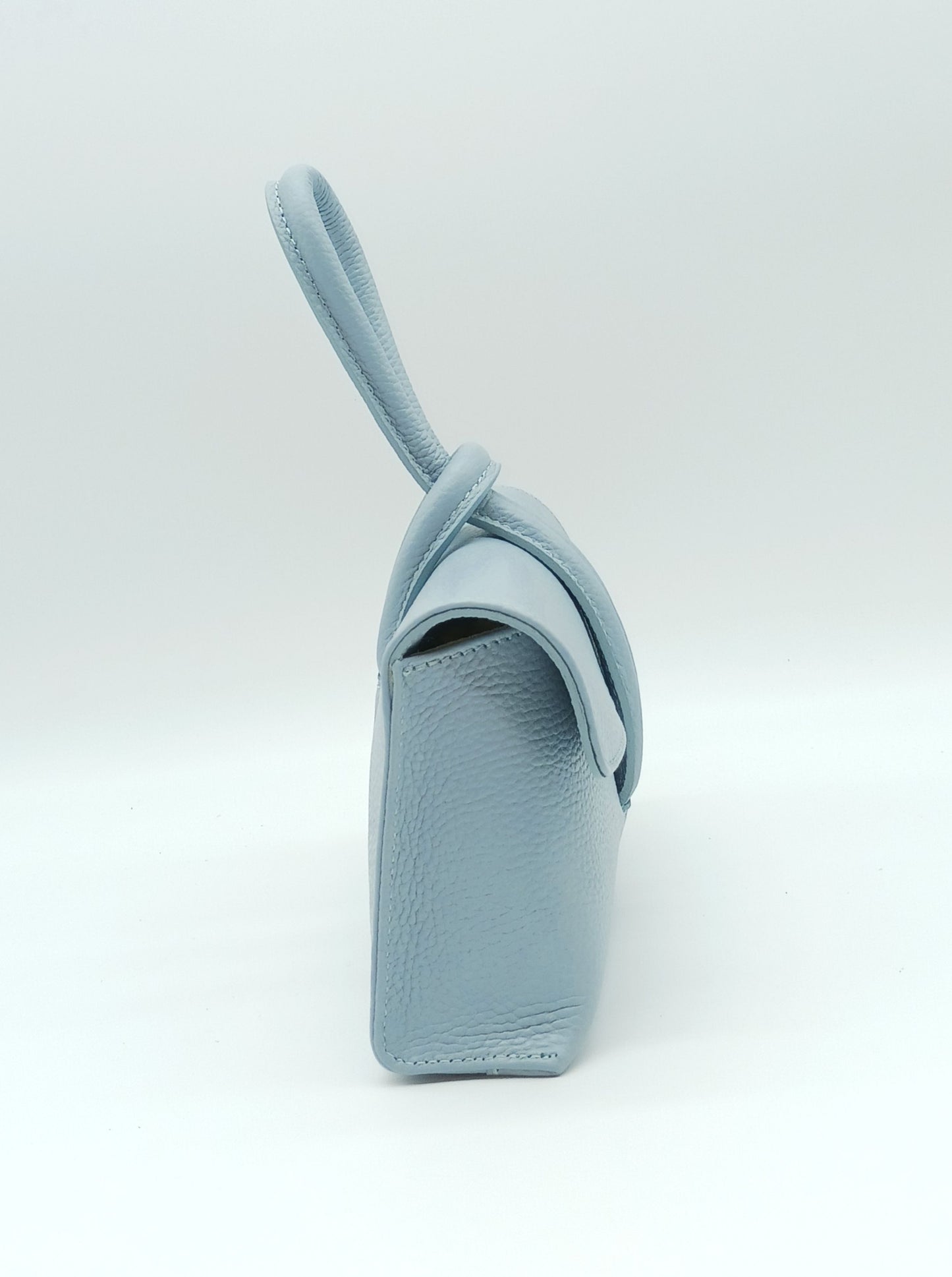 Genuine Pebble Leather Crossbody Handbag - Light Blue – Made In Italy