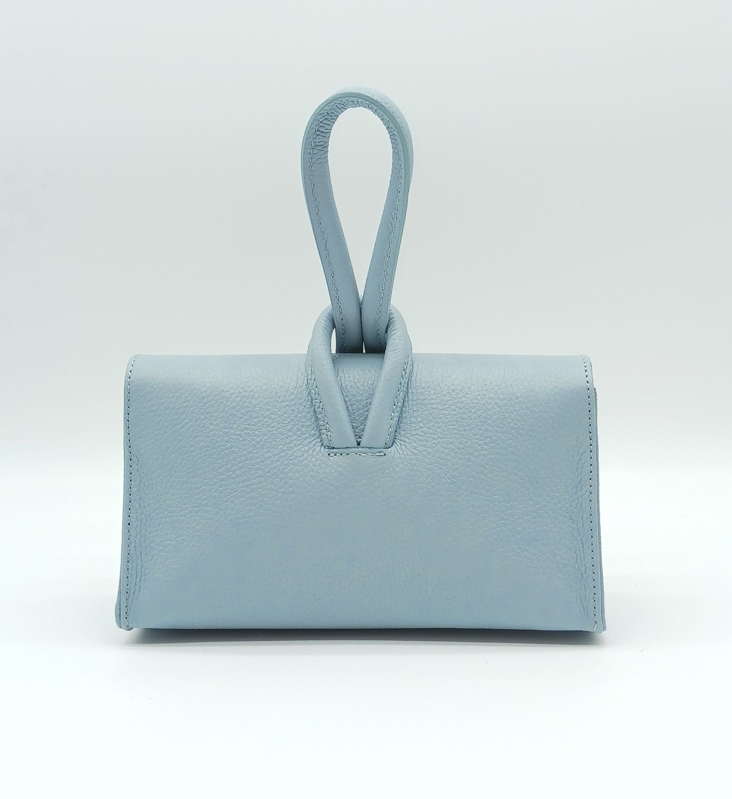 Genuine Pebble Leather Crossbody Handbag - Light Blue – Made In Italy