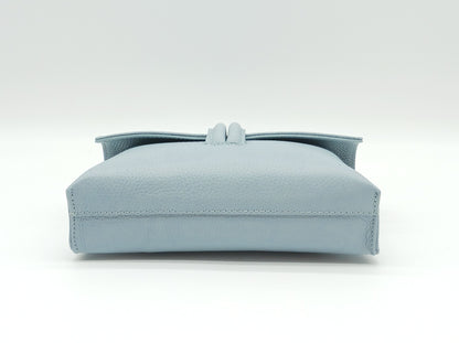 Genuine Pebble Leather Crossbody Handbag - Light Blue – Made In Italy