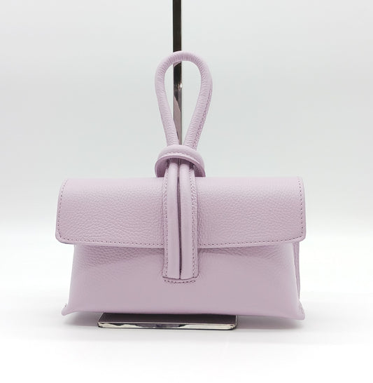 Genuine Pebble Leather Crossbody Handbag - Lilac – Made In Italy