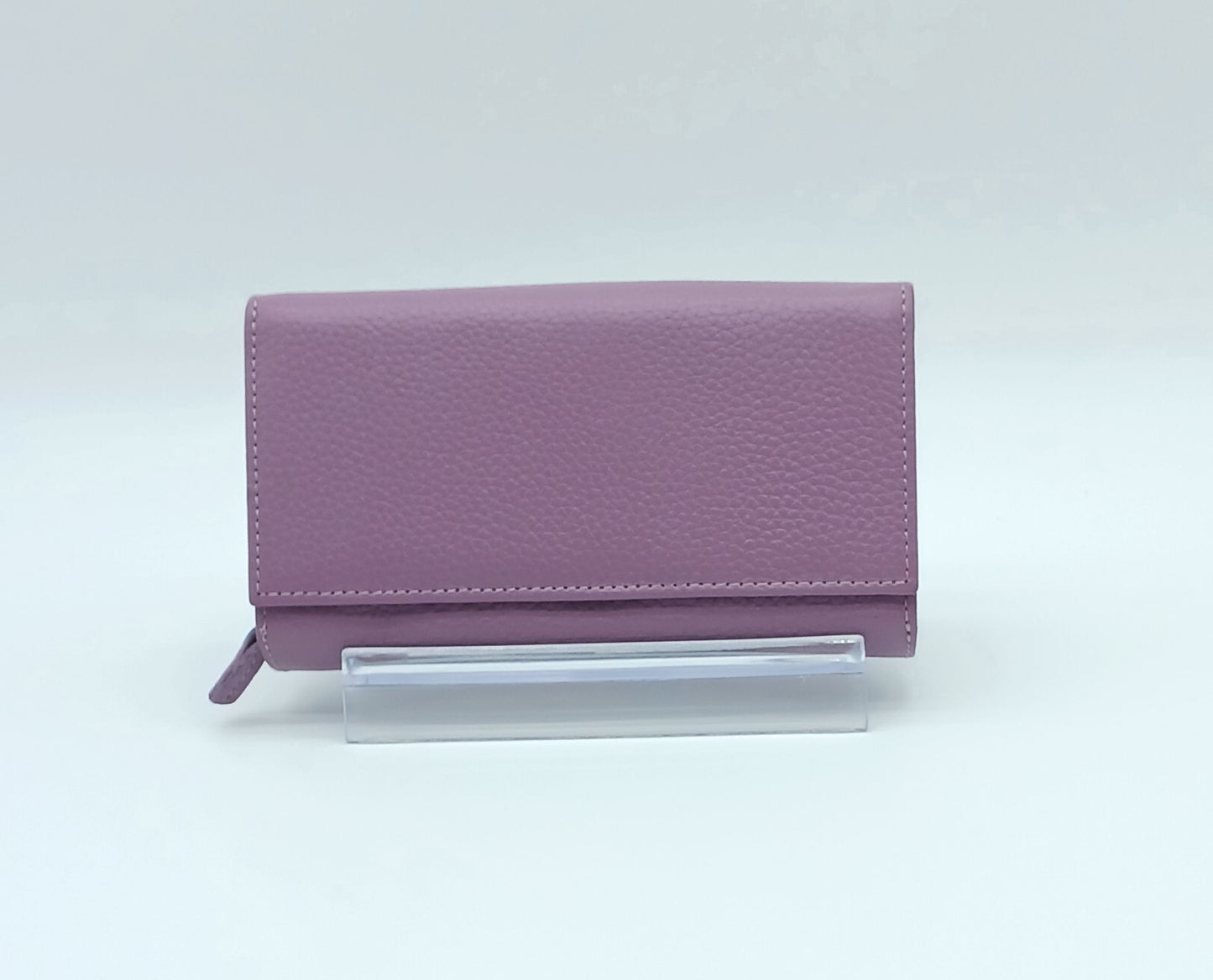 Italian Genuine Pebble Leather Wallet - Violet Lilac