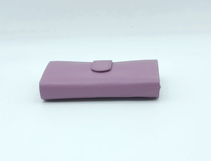 Italian Genuine Pebble Leather Wallet - Violet Lilac