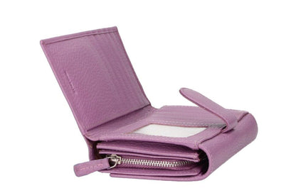 Italian Genuine Pebble Leather Wallet - Violet Lilac