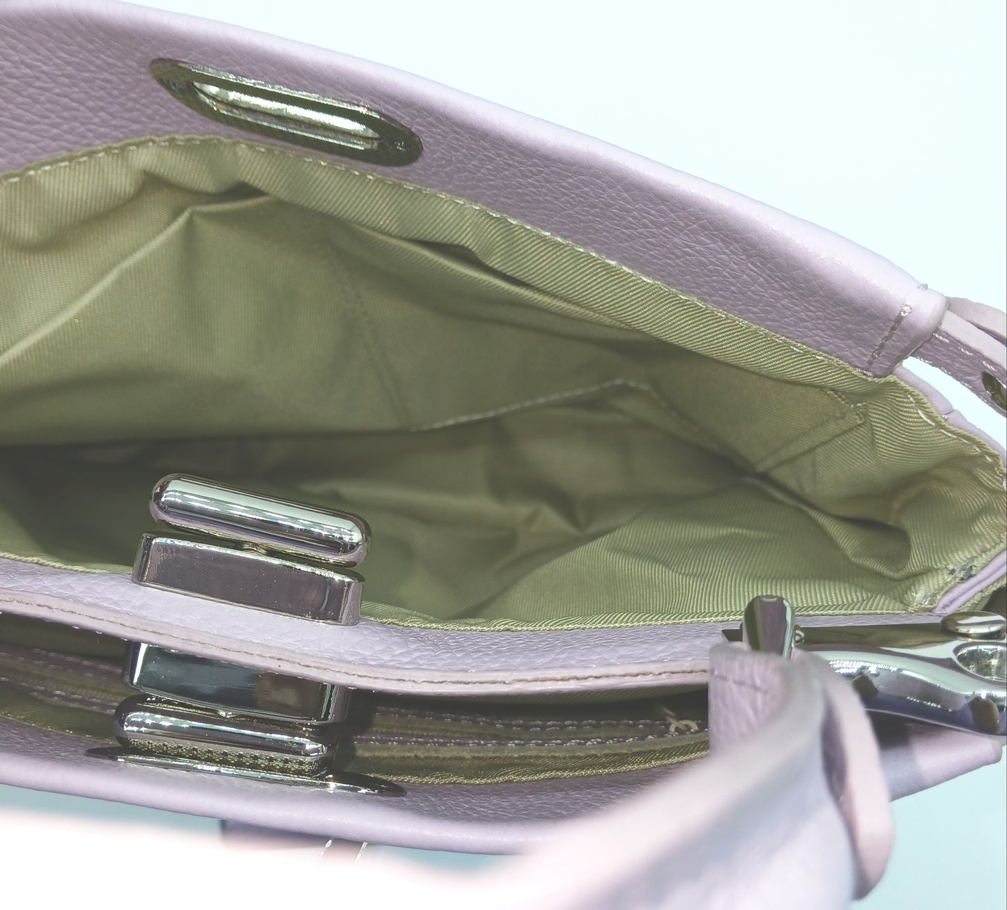 Lilac Genuine Pebble Leather Top Handle Handbag – Made In Italy