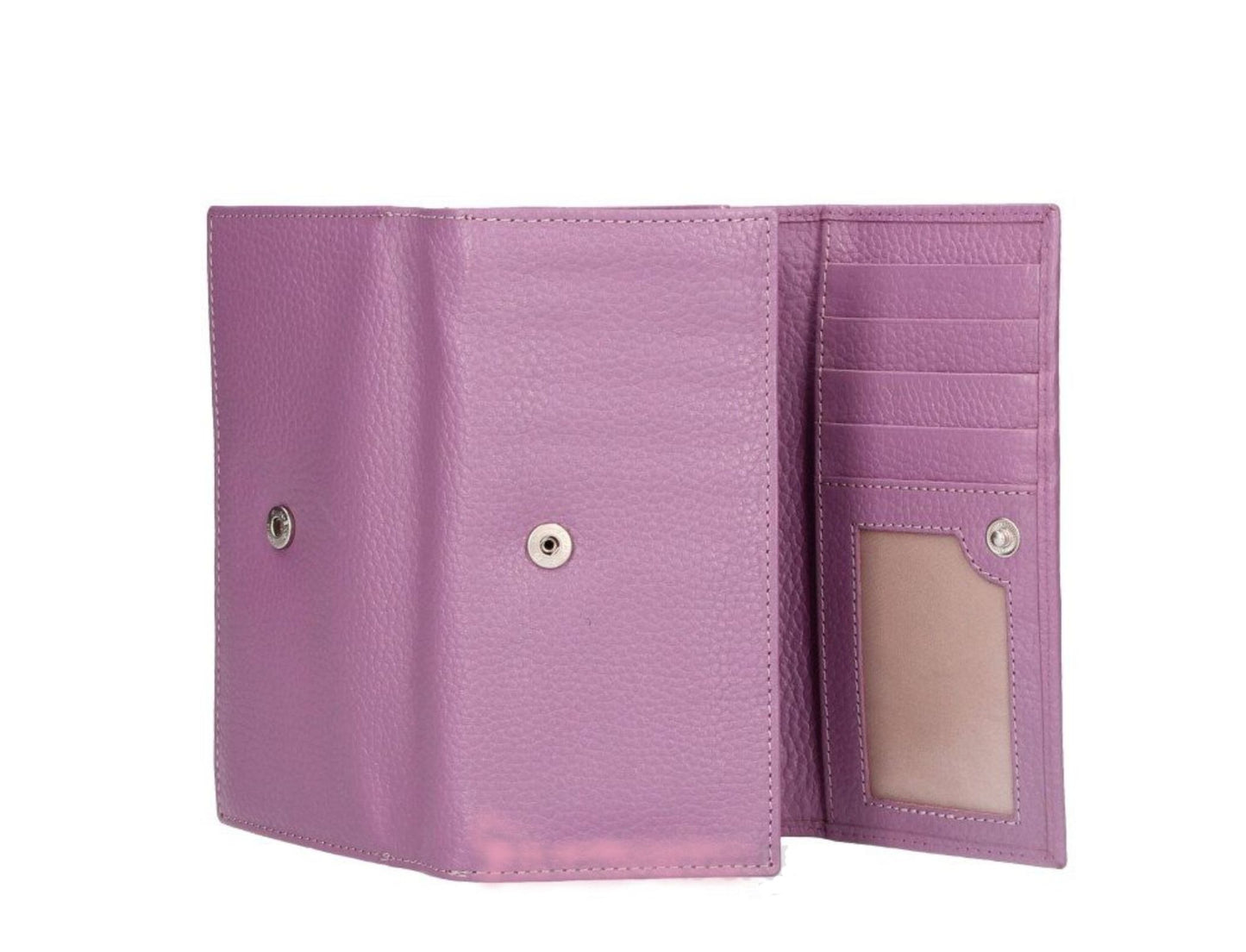 Italian Genuine Pebble Leather Wallet - Violet Lilac