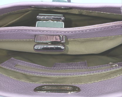 Lilac Genuine Pebble Leather Top Handle Handbag – Made In Italy