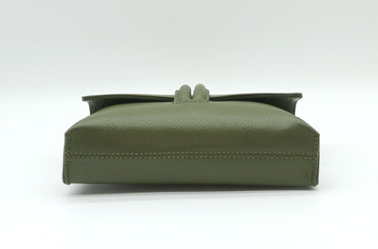 Genuine Pebble Leather Crossbody Handbag - Military Green – Made In Italy