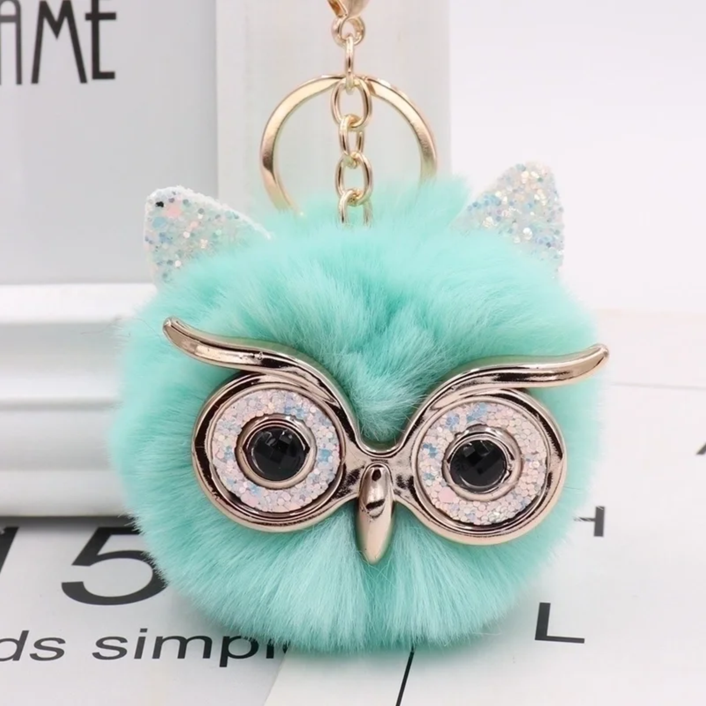 Plush Alloy Owl Keychain Bag Charm – Pastel Colors
