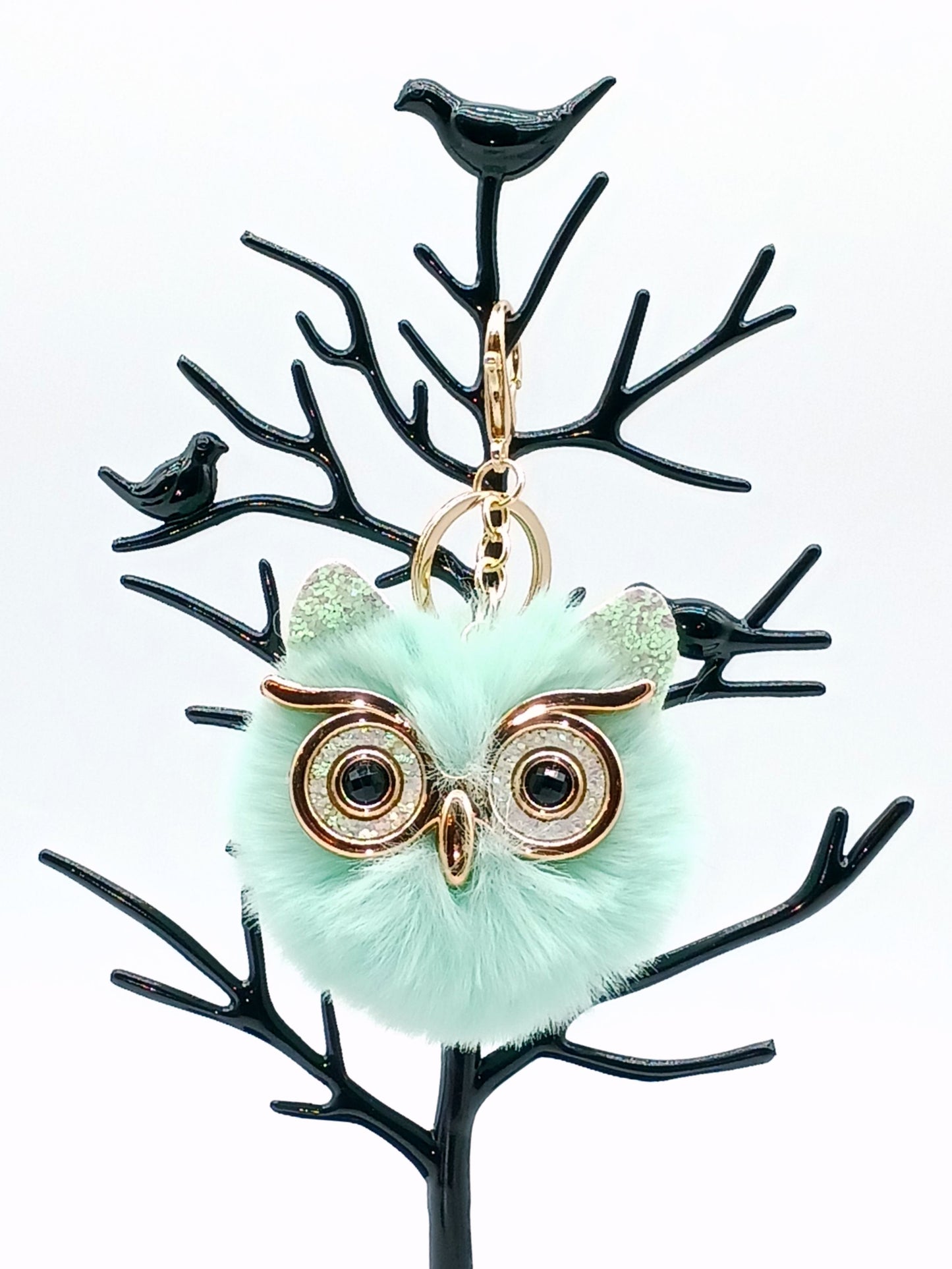 Plush Alloy Owl Keychain Bag Charm – Pastel Colors